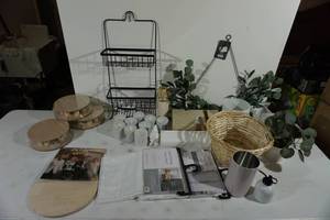 lot 29 image: Assorted Home Dcor - Shelves, Candles, Fake Plants