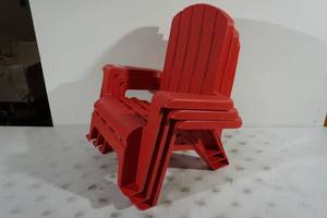 lot 274 image: 3 NEW Indoor Plastic Chairs - Red