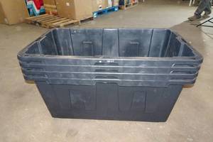 lot 277 image: 4 Tough Box Construction Grade Totes - 40 Gallon - NO Lids