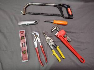 Hand Tools, Hacksaw, Pipe Wrench, Snips, Etc