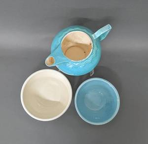 lot 22 image: Vintage Pottery- Mixing Bowls and Water Pitcher- RRP Co