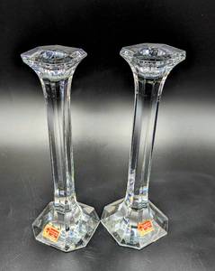 lot 64 image: Lausitzer Glas, Over 24% Lead Oxide Crystal Candle Holders, Made in Germany