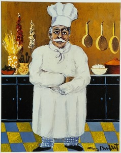 lot 70 image: Elegantly Framed Guy Buffet Chef Print- Signed