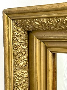 lot 74 image: Ornate Vintage Gilt-Framed Vertical Mirror - 28 x 22