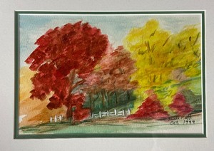 lot 33 image: Signed, Dated & Framed Watercolor- Fall Foliage