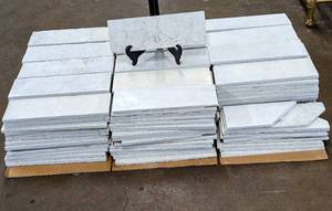 lot 103 image: Gray Marble Style Matte Stone Tiles - Approx 215