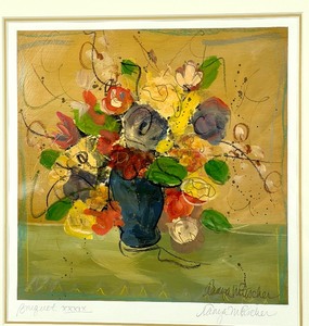 lot 113 image: Bouquet XXXIX Mixed Media Framed Art Piece by Tanya M. Fischer