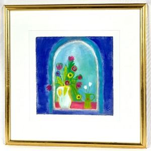 lot 114 image: A Pair of Stunningly Vibrant Framed Contemporary Prints - Periwinkle, Turquoise, Fuchsia Florals