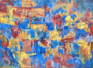 lot 100 image: Huge Jasper Johns Framed Print of U.S. Map- Museum of Modern Art New York - 4 Ft x 6 Ft