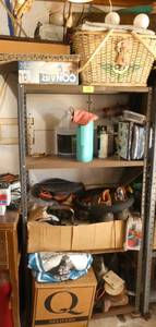 Metal shelving unit INCLUDING CONTENTS