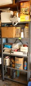 Metal shelving unit INCLUDING CONTENTS