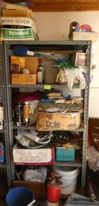 Metal shelving unit INCLUDING CONTENTS