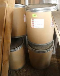 4 Large Cardboard pails with locking covers approx 5 gal size