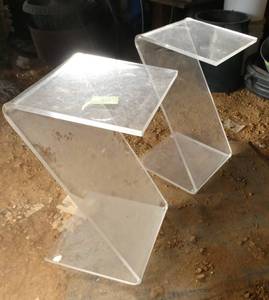 Pair of acrylic side or display tables