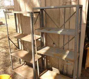 2 sections of steel shelving