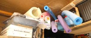 Contents of upper shelf in garage