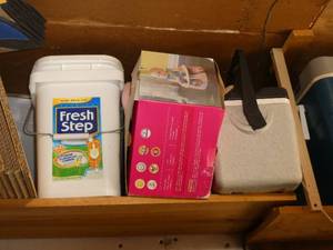 Contents of upper shelf in garage