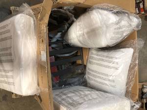 lot 34 image: Hampton Bay Windsor Brown Wicker Outdoor Patio Swivel Dining Chair with CushionGuard BARE Cushions (2-Pack)&nbspgood condition - review all pictures