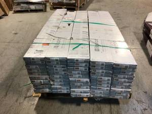 lot 42 image: Lot of 50 Boxes of Shenandoah Oak Wide  Long 7.5 in. W x Varying Length Engineered Click Waterproof Hardwood Flooring (23.31 sq. ft.case) by Lifeproof RETAIL $4500 Customer Returns See Pictures
