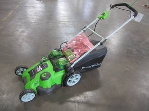 GreenWorks 25302 G-MAX 40V Twin Force 20-Inch Cordless Lawn Mower, Includes (1) 2.0AH and (1) 4.0AH Battery and Charger. Runs.