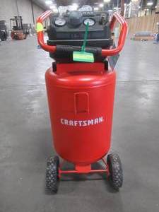 Craftsman Air Compressor, Max 175 Psi 20 Gallon 1.8 HP Heavy Duty Compressor Oil-Free, 145-175 Psi Range, 4 CFM90psi Electric Air Compressor, Red- CMXECXA0232043 - Fitting Cracked off Engine. Runs, Needs Work.