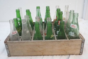 lot 163 image: vintage soda bottles in Pepsi wood crate