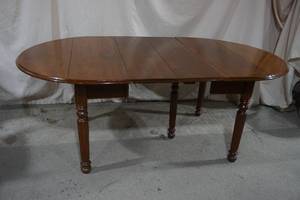 lot 310 image: antique wood table with two leaves