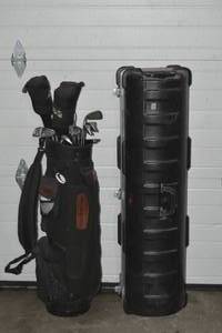 lot 12 image: Golf Clubs, bag and skb sports golf case, Ping ISI, King Cobra Titanium