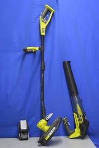 lot 51 image: Ryobi Lithium Blower and weed whip with battery and charger