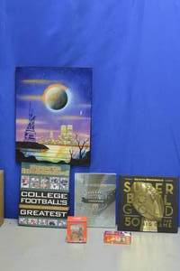 lot 54 image: Sports books Wheaties Items and Homeade Spray Paint Painting