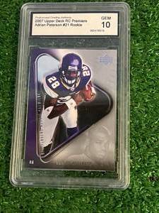 Adrian Peterson 2007 Upper Deck RC #21 Gem 10 Professional Grading Authority Card