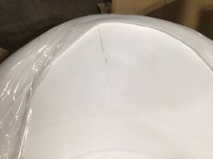 lot 13 image: AKDY 69 in. Acrylic Matt Lichen Green Double Slipper Clawfoot Non-Whirlpool Bathtub in Matte Lichen Green- has damage - review all pictures