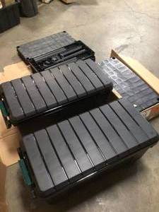lot 22 image: Mix Lot of Storage Bins - IRIS 173 Qt. Remington Store-It-All Storage Bin in Black (2-Pack) - review all pictures