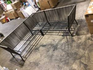 lot 39 image: Hampton Bay Tolston 3-Piece Wicker Outdoor Patio Sectional Set with Charcoal Cushions - good condition - review all pictures