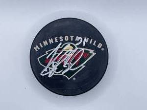 MN Wild autographed hockey puck, Kyle Brodziak