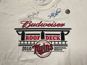Brian Dozier and Scott Diamond MN Twins autographed 2010 Inaugural Season T-Shirt