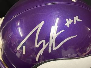 MN Vikings autographed helmet, Percy Harvin