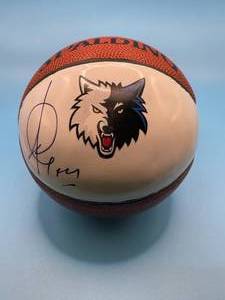 MN Timberwolves autographed mini basketball, Ricky Rubio
