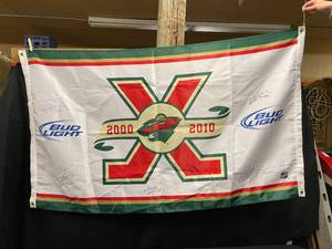MN Wild autographed 10th Anniversary flag