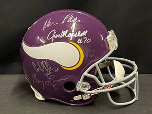 MN Vikings autographed helmet, Purple People Eaters