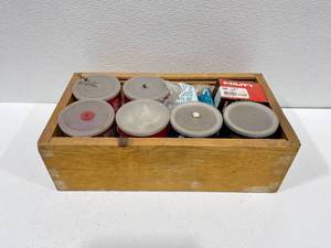 Wood Box of Assorted Hardware