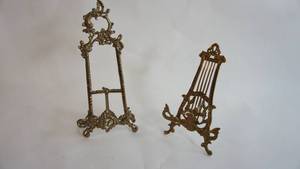 lot 6 image: Two Antique Brass Ornate Picture Frame Book Display Easels