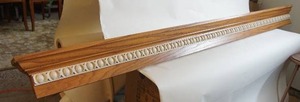 lot 14 image: Long 94 Custom Built Solid Oak with Ornate Trim ValanceDisplayShelf  Fireplace mantle, Plate Display Rack, Over-the-window Display Shelf etc.
