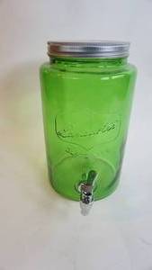 lot 29 image: Green glass beverage dispenser Lancaster quality glassware
