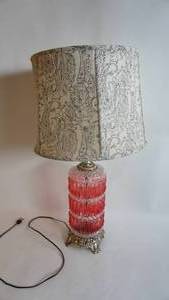 lot 81 image: Vintage Ruby glass and brass  30 inch lamp