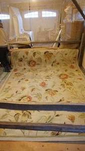 lot 136 image: 130 x 95 Vintage wool rug  Needs cleaning