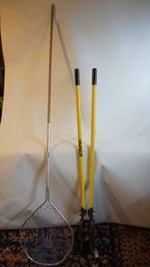 lot 145 image: Post hole Digger, fishing net with extension