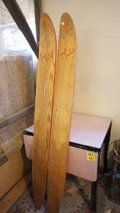lot 159 image: 6 foot wood skis 7 inch wide