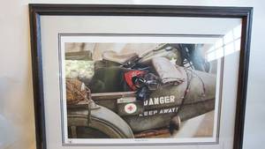 lot 184 image: 34 x 27 framed and matted keeper of the hog by Brett Longley print