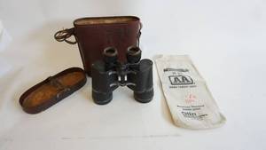 lot 214 image: Pair of vintage French KRAUSS binoculars with leather case, Winchester ammunition bag 14 x 6